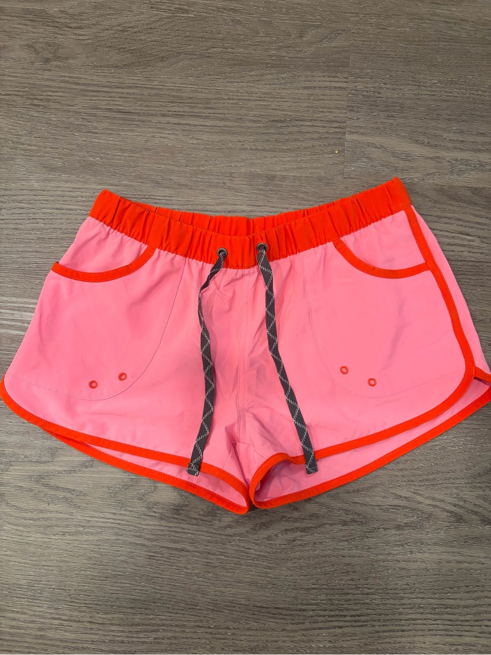 Patagonia Pink Athletic Shorts with Orange Trim